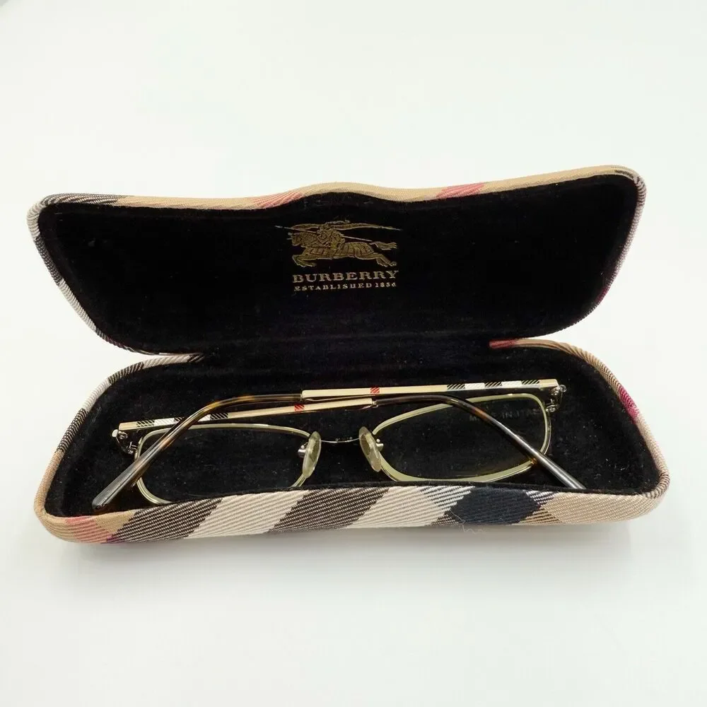 BURBERRY Eyeglasses B 1256 1145 135 Gunmetal Frames w/plaid design temples